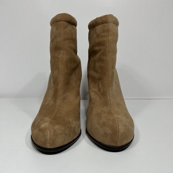 Jeffrey Campbell Rumble Tan Leather Zip Up Block Heel Ankle Boots Women's Sz 10M - Picture 3 of 12